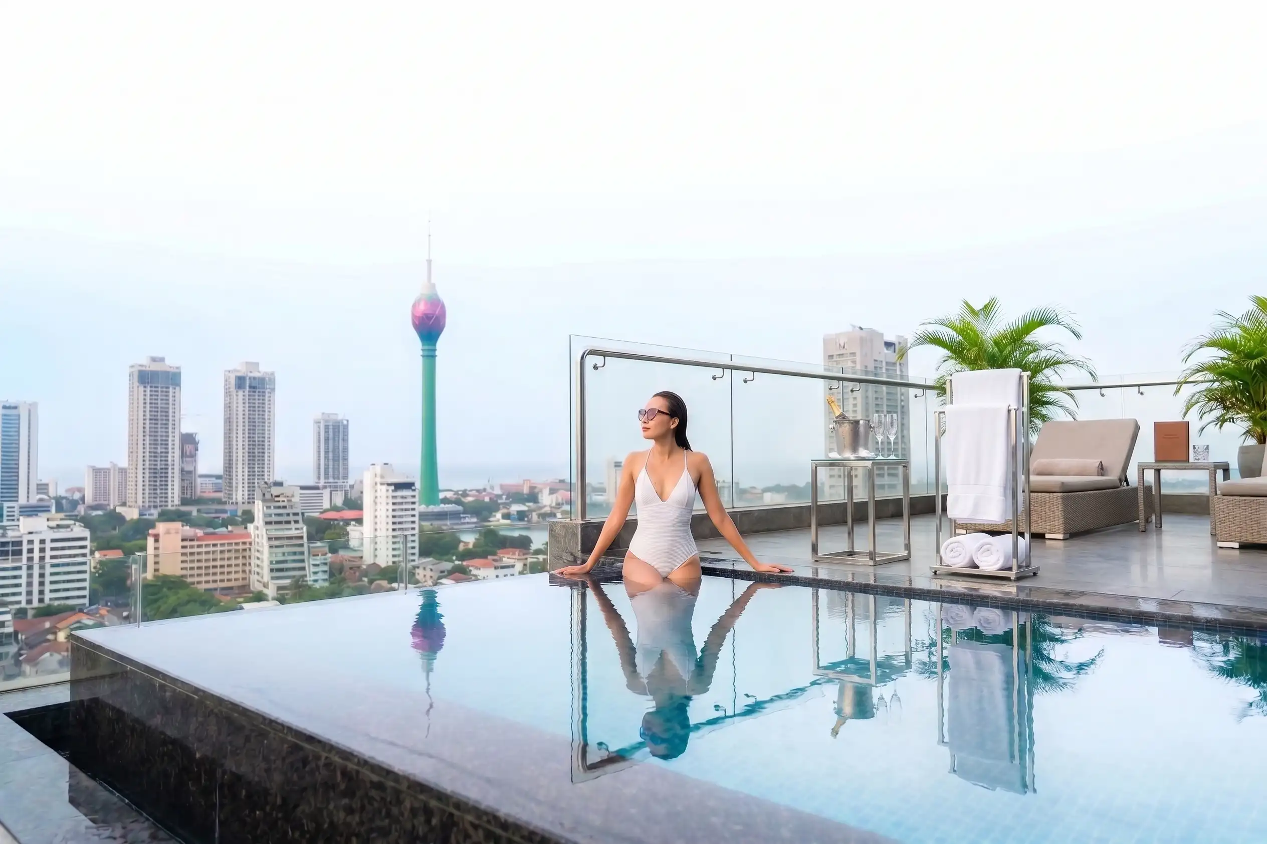 SkyNest Colombo — harbour city skyline meeting the Indian Ocean